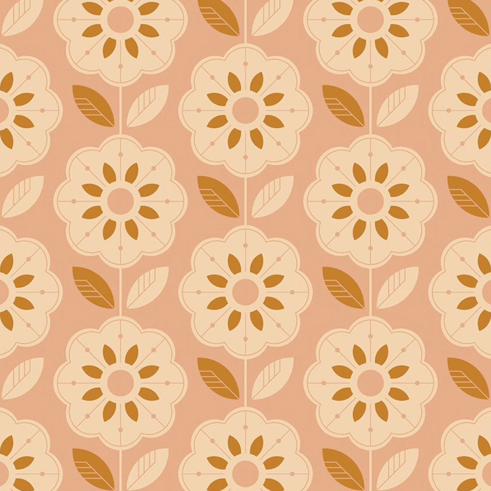 Bobbi Beck Eco Luxury Retro Flower Tile Orange Wallpaper Image 1