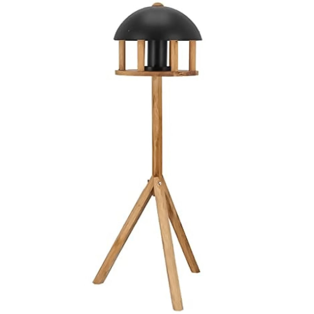 Fallen Fruits Round Oak Bird Table with Black Roof Image 1