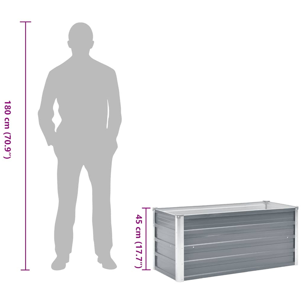 vidaXL Grey Galvanised Steel Raised Garden Bed 100 x 40 x 45cm Image 5