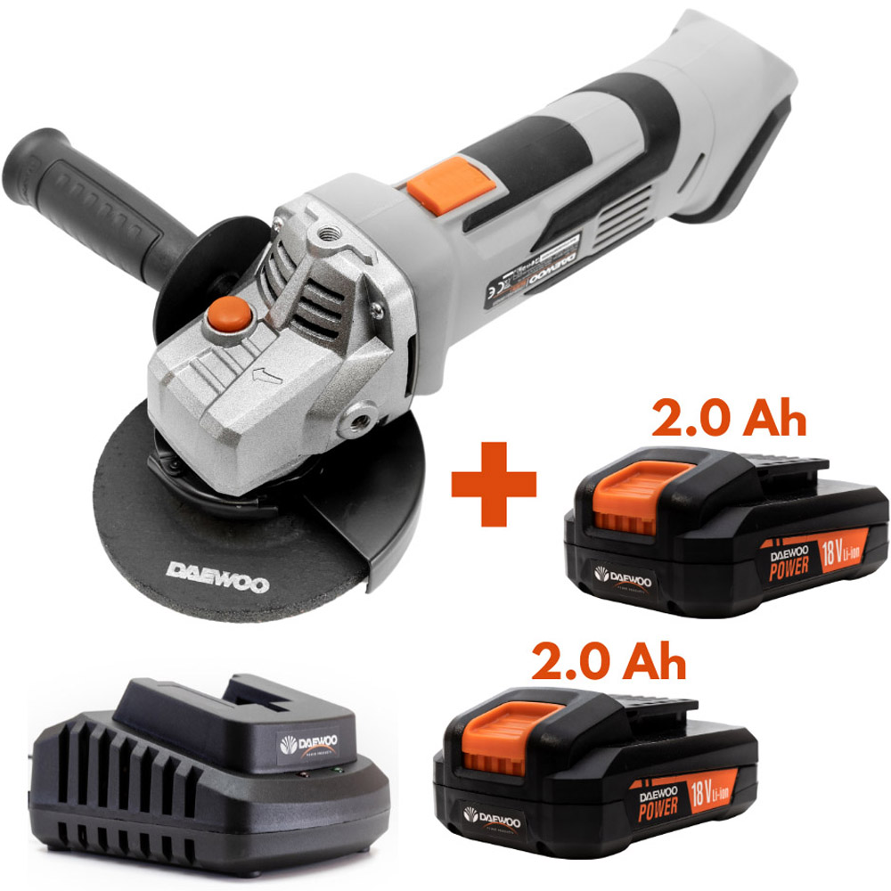 Daewoo U Force Series 18V 2 x 2Ah Lithium-Ion Cordless Angle Grinder with Battery Charger 115mm Image 7