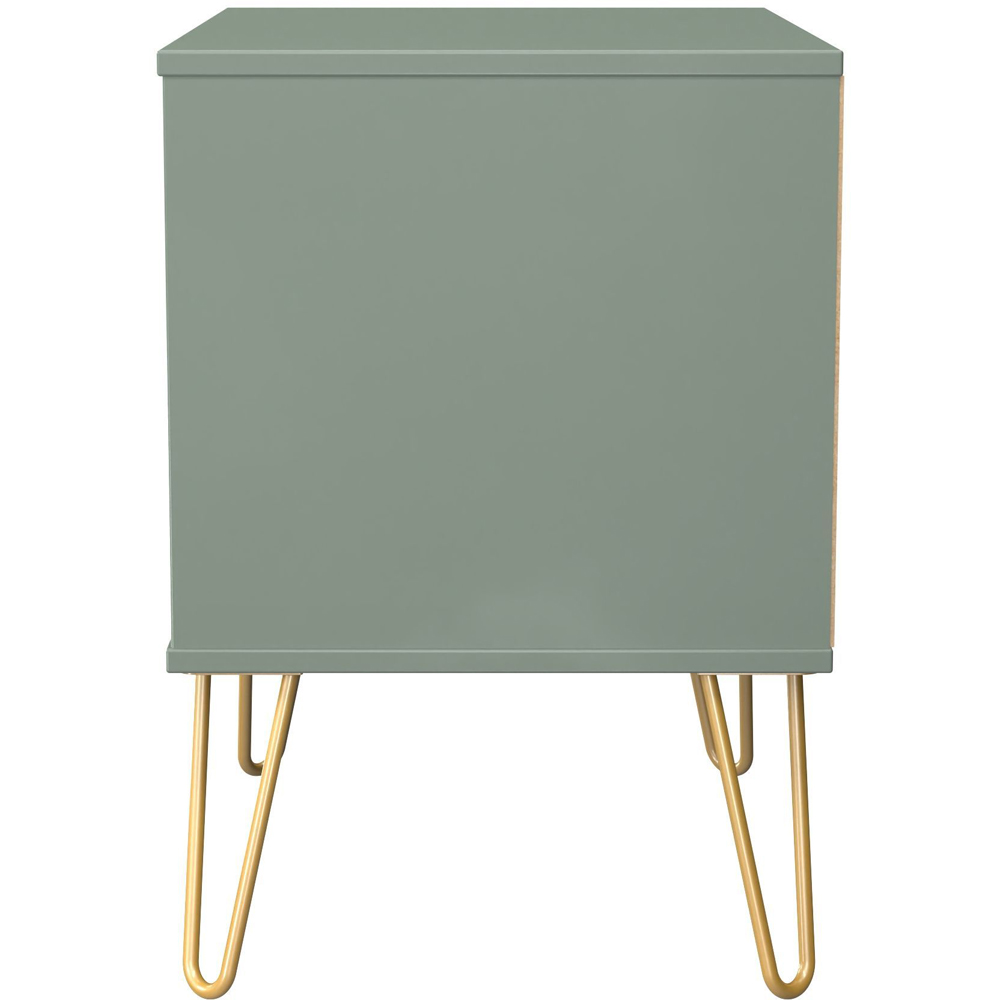 Crowndale Diamond 2 Drawer Reed Green Side Table Ready Assembled Image 3