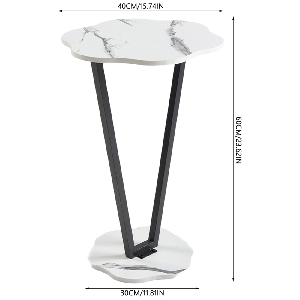 Living and Home White Marble Effect Side Table with Steel Frame Image 9