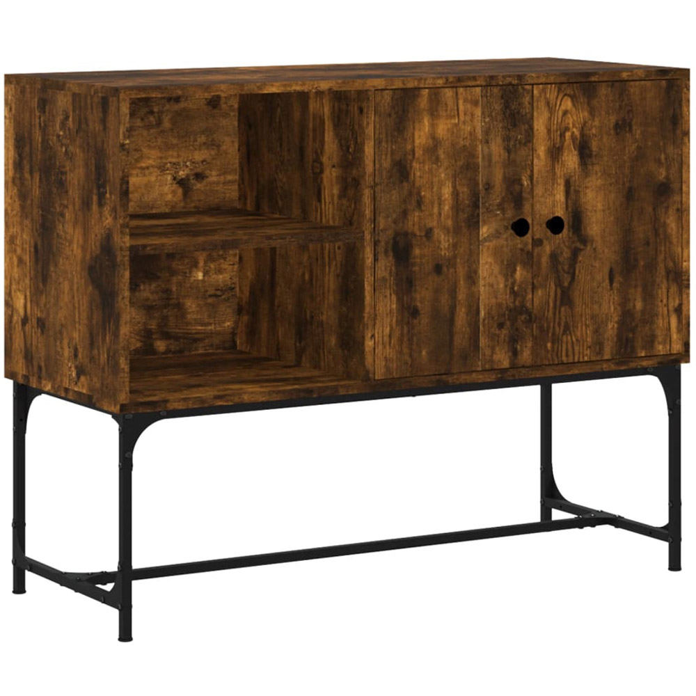 vidaXL 2 Door 2 Shelf Smoked Oak Sideboard Image 2