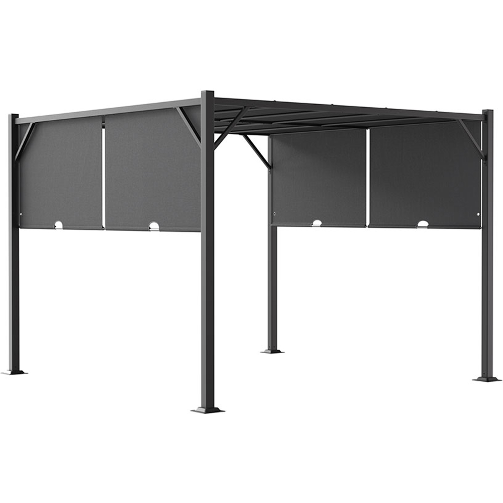 Living and Home Outdoor Steel Pergola with Retractable Canopy Image 3