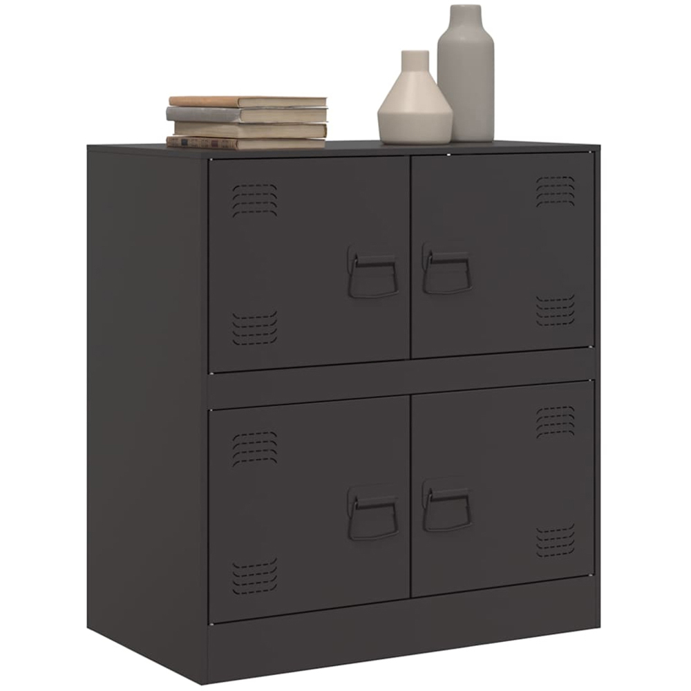 vidaXL 4 Door Black Metal Sideboard Image 5