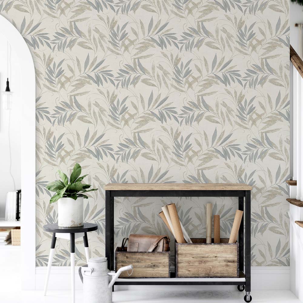Arthouse Luxury Leaf Neutral and Grey Wallpaper Image 4