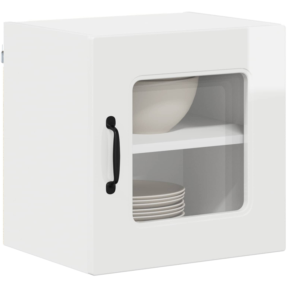 vidaXL Kalmar Single Glass Door High Gloss White Wall Mounted Kitchen Cabinet Image 3