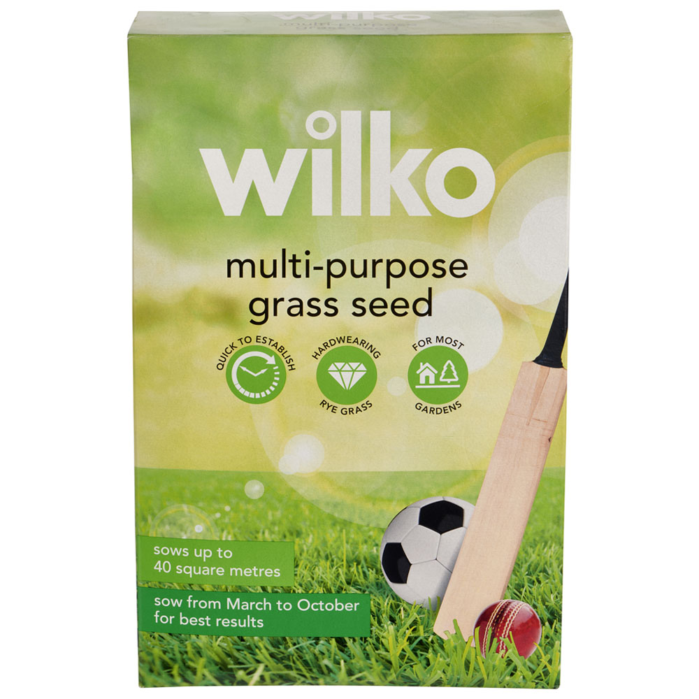 Wilko MultiPurpose Lawn Seed with Ryegrass 40msq 1kg Case of 12 Wilko