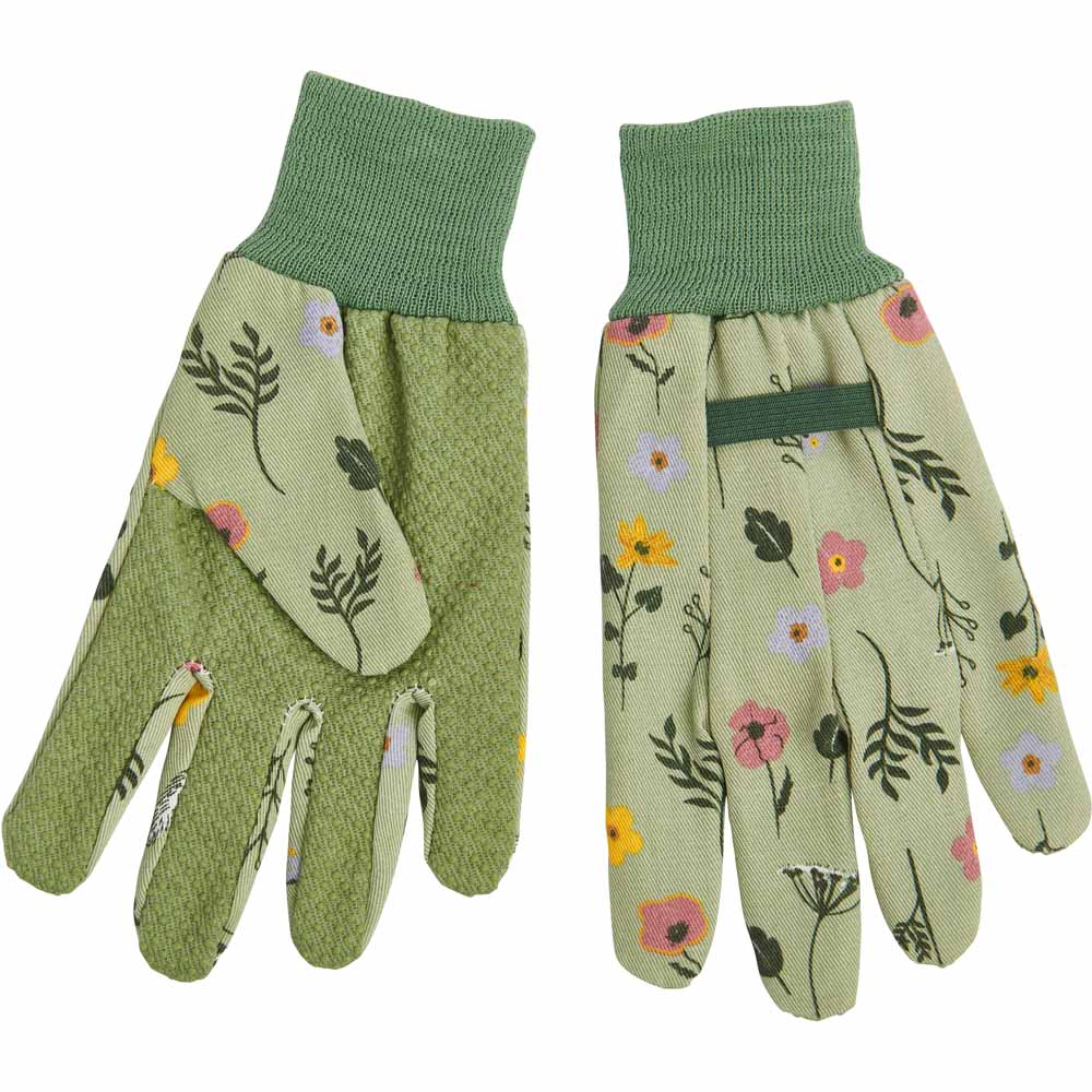 Wilko Garden Floral Cotton Glove Medium Image 1