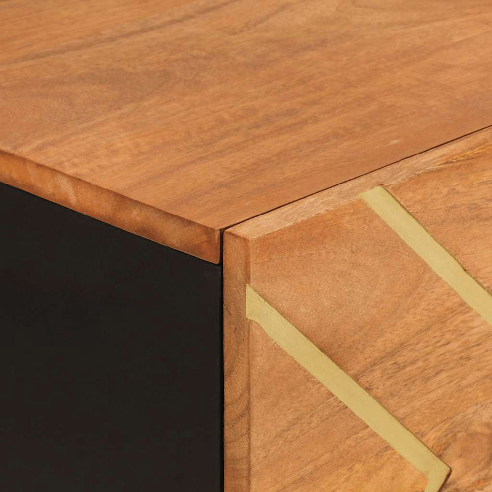 vidaXL 2 Door Brown and Black Solid Mango Wood Sideboard Image 8