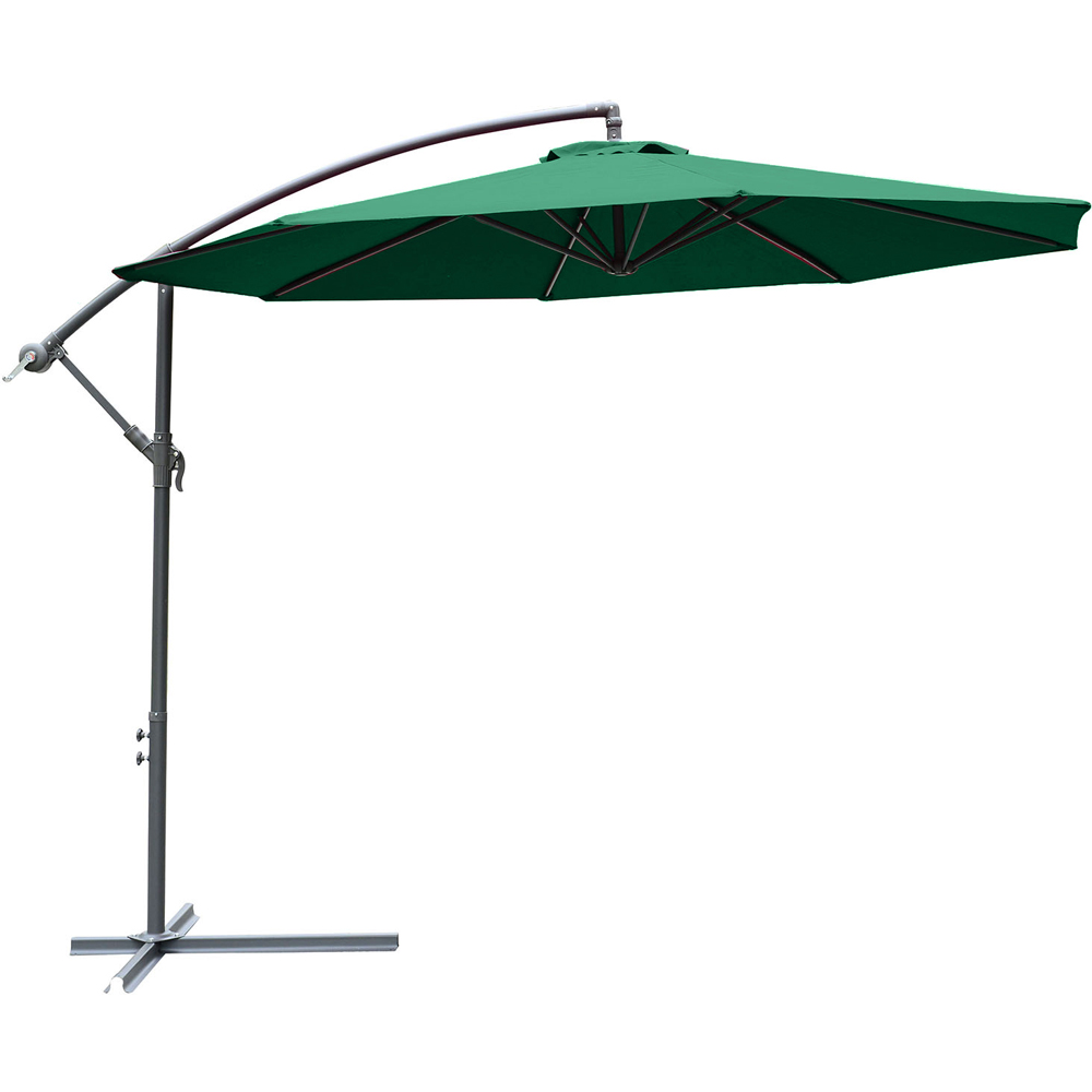 Outsunny Green Crank Handle Cantilever Parasol with Cross Base 3m Image 1