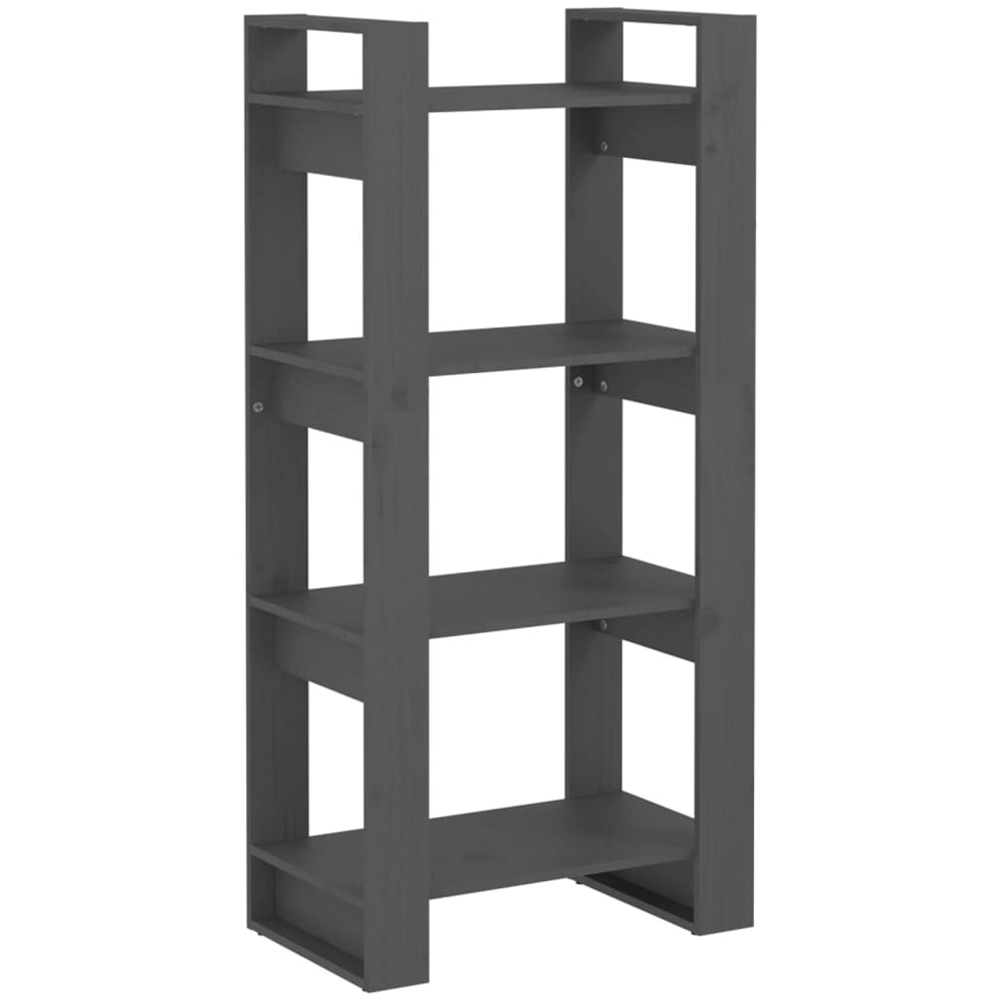 vidaXL 4 Shelf Grey Solid Wood Bookcase Image 2