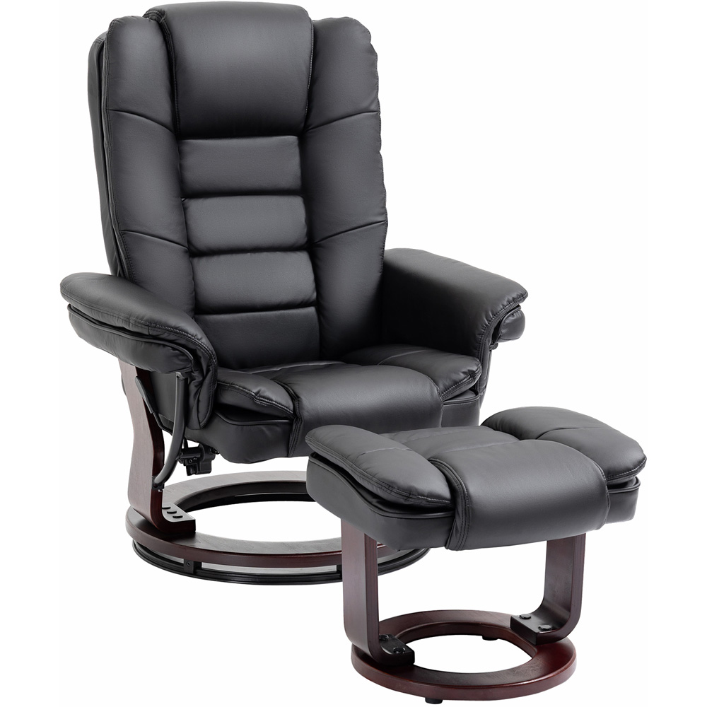 Portland Black PU Leather Manual Recliner Chair with Footrest Image 2