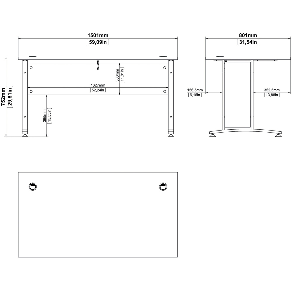Florence Wooden and Steel 150cm Desk Oak and Silver Grey Image 8