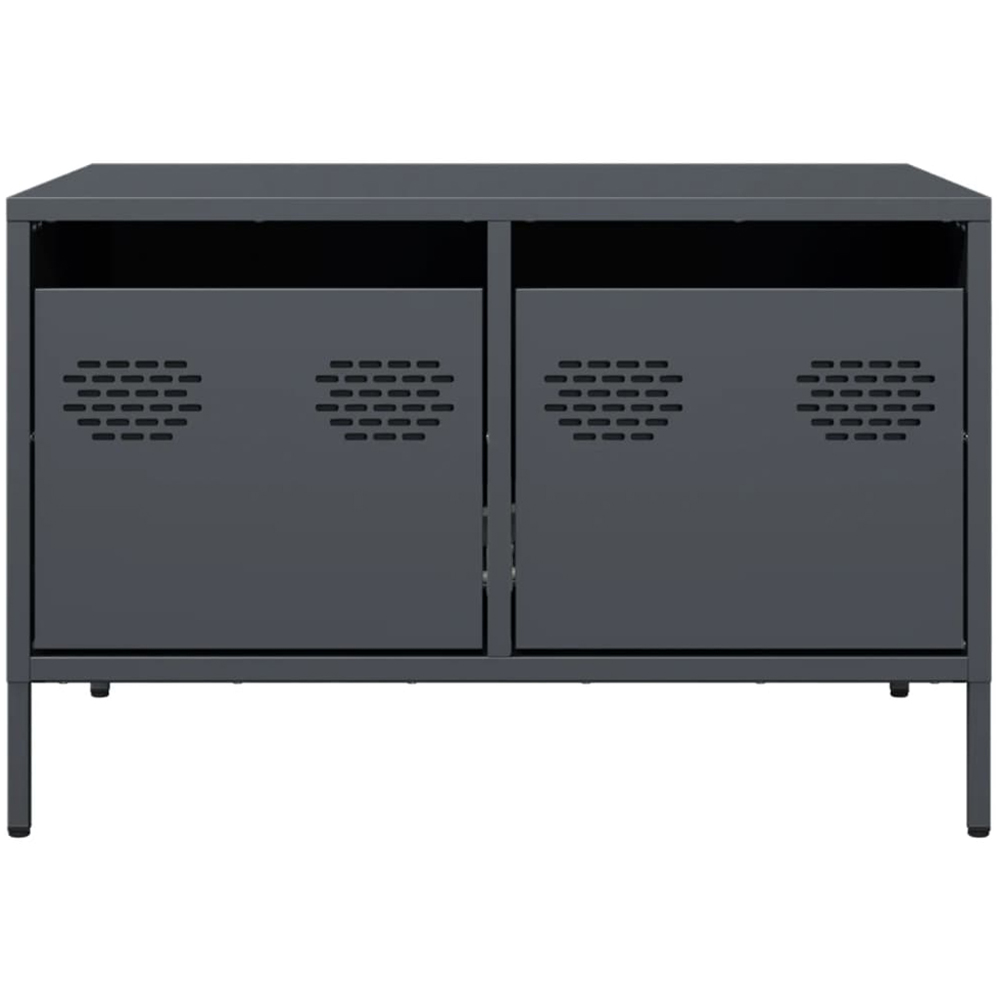 vidaXL 2 Drawer Anthracite Steel Broad TV Cabinet Image 4