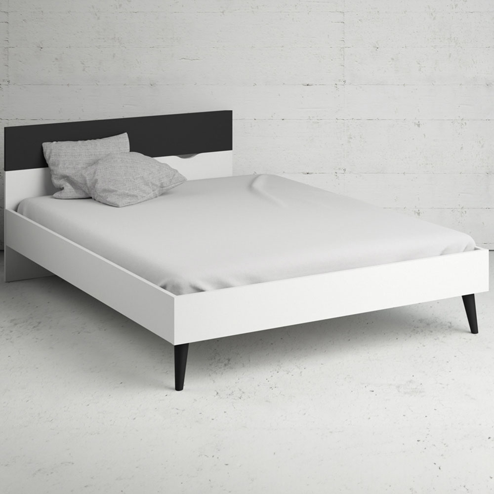 Florence King Size White and Matt Black Wooden Bed Frame Image 1