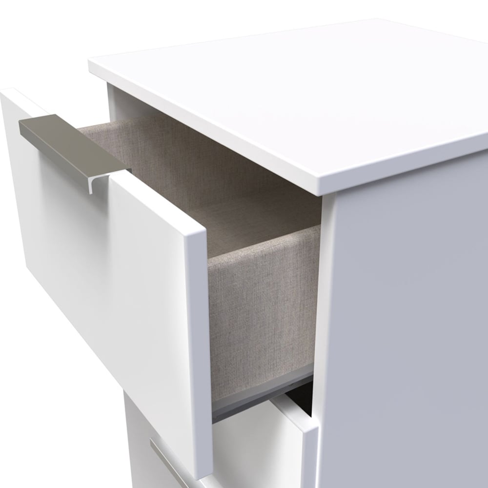 Crowndale Plymouth 3 Drawer White Gloss Bedside Table Image 6