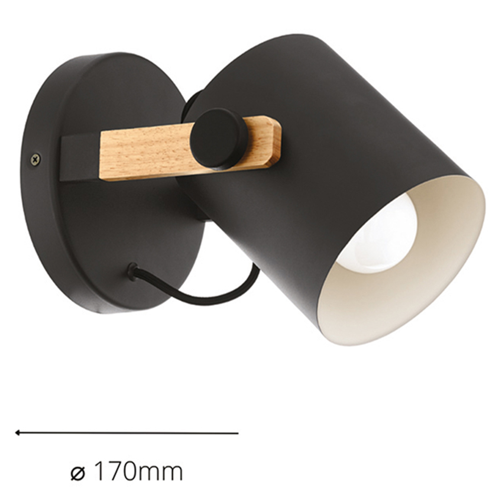 EGLO Hornwood Wood and Black Wall Lamp Image 4