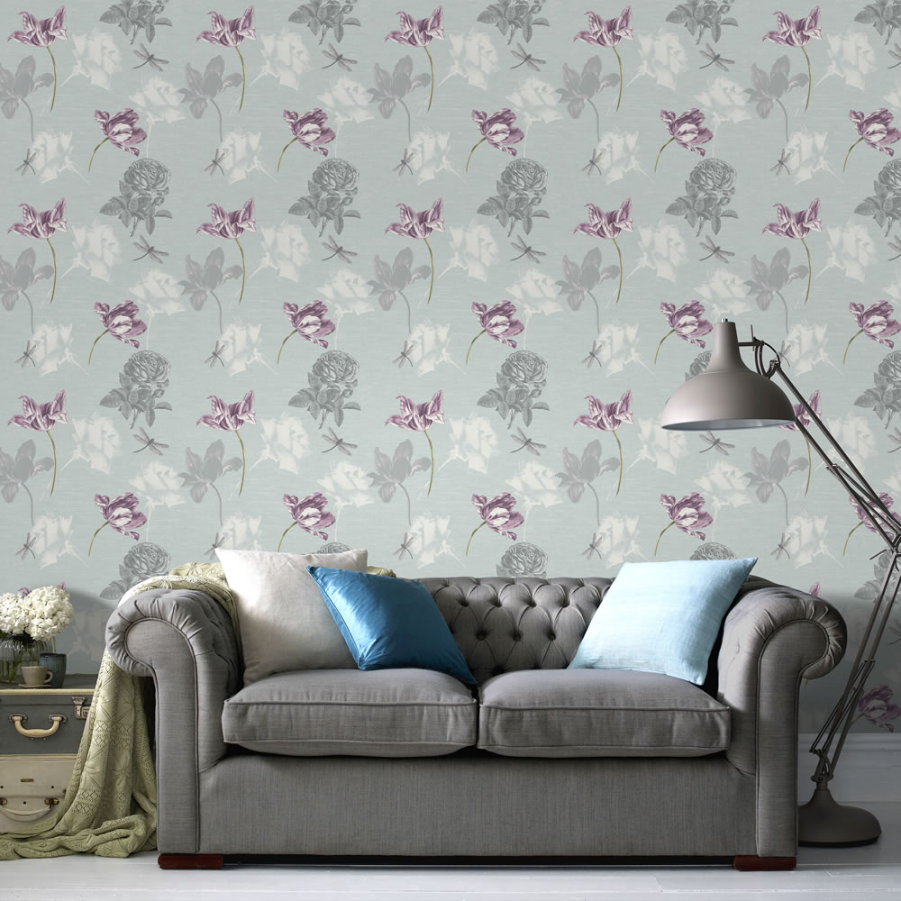 Fresco Wallpaper Dulcie Blue Wilko Fresco Wallpaper Dulcie Blue Image 2