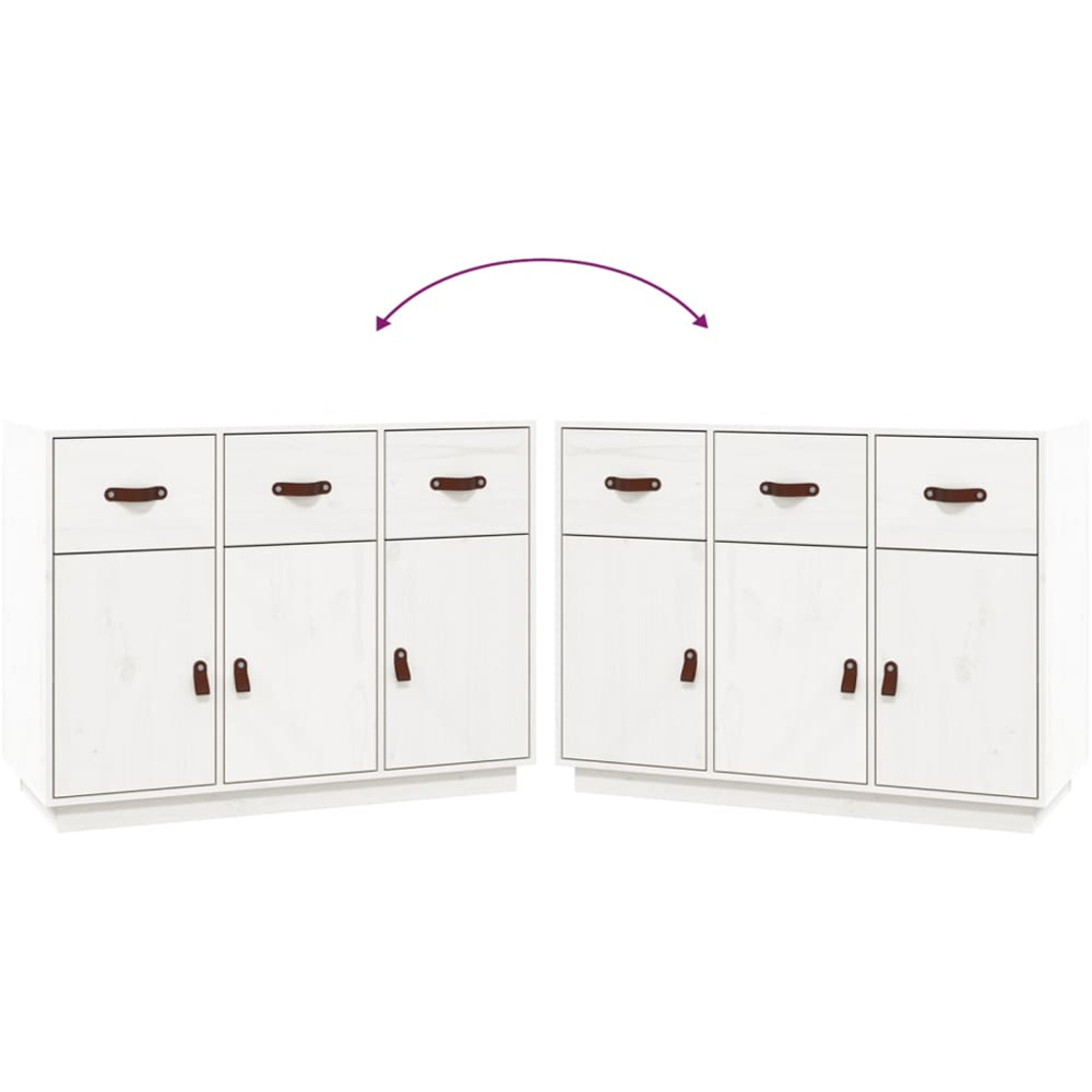 vidaXL 3 Door 3 Drawer White Solid Pine Wood Sideboard Image 6