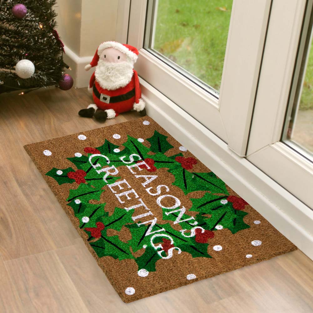 JVL Festive Christmas Seasons Greetings Latex Backed Coir Doormat 40 x 58cm Image 8