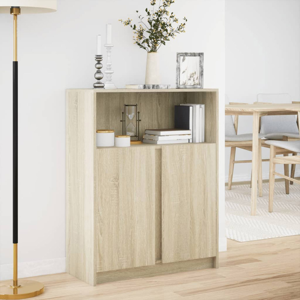 vidaXL 2 Door Single Shelf Sonoma Oak Sideboard with RGB LED Lights Image 4