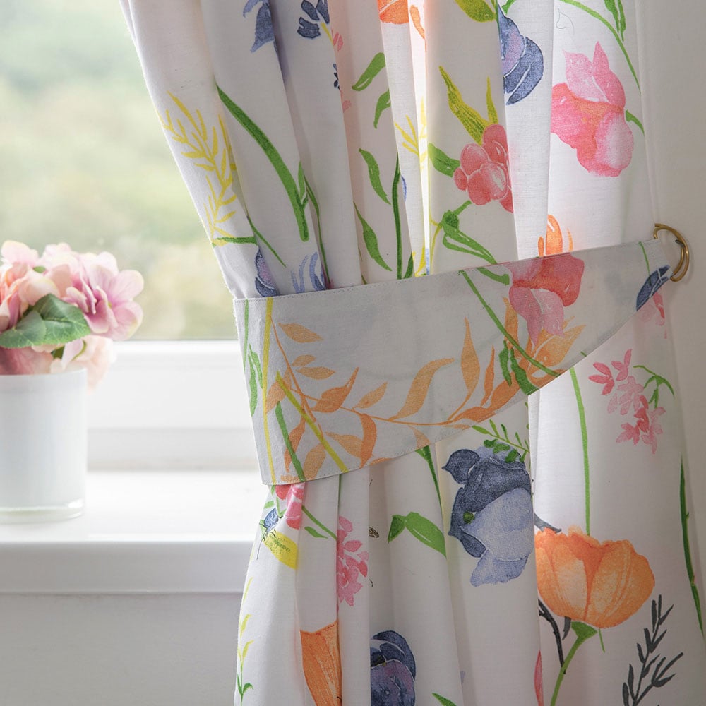 Serene Larissa Floral Lined Curtains with Tie Backs 168 x 137cm Image 2