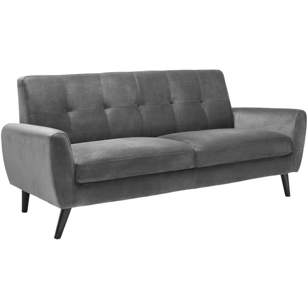 Julian Bowen Monza 3 Seater Dark Grey Velvet Sofa Image 2