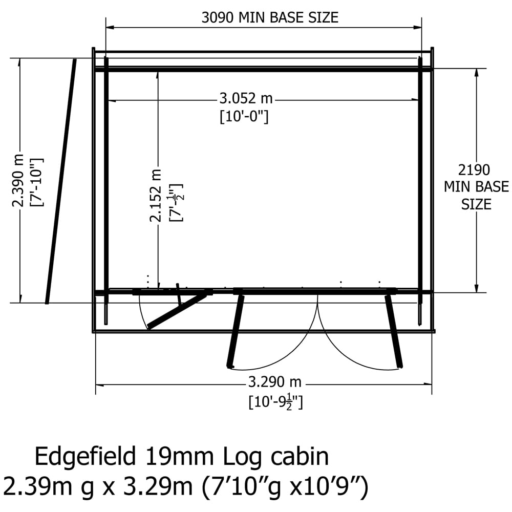 Shire Edgefield 11 x 8ft Double Door Pressure Treated Log Cabin Image 7
