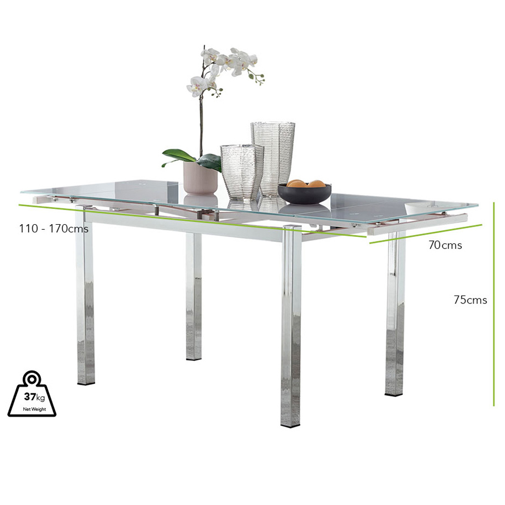 Furniturebox Fonti Valera 4 Seater Dining Set Grey and Chrome Image 9