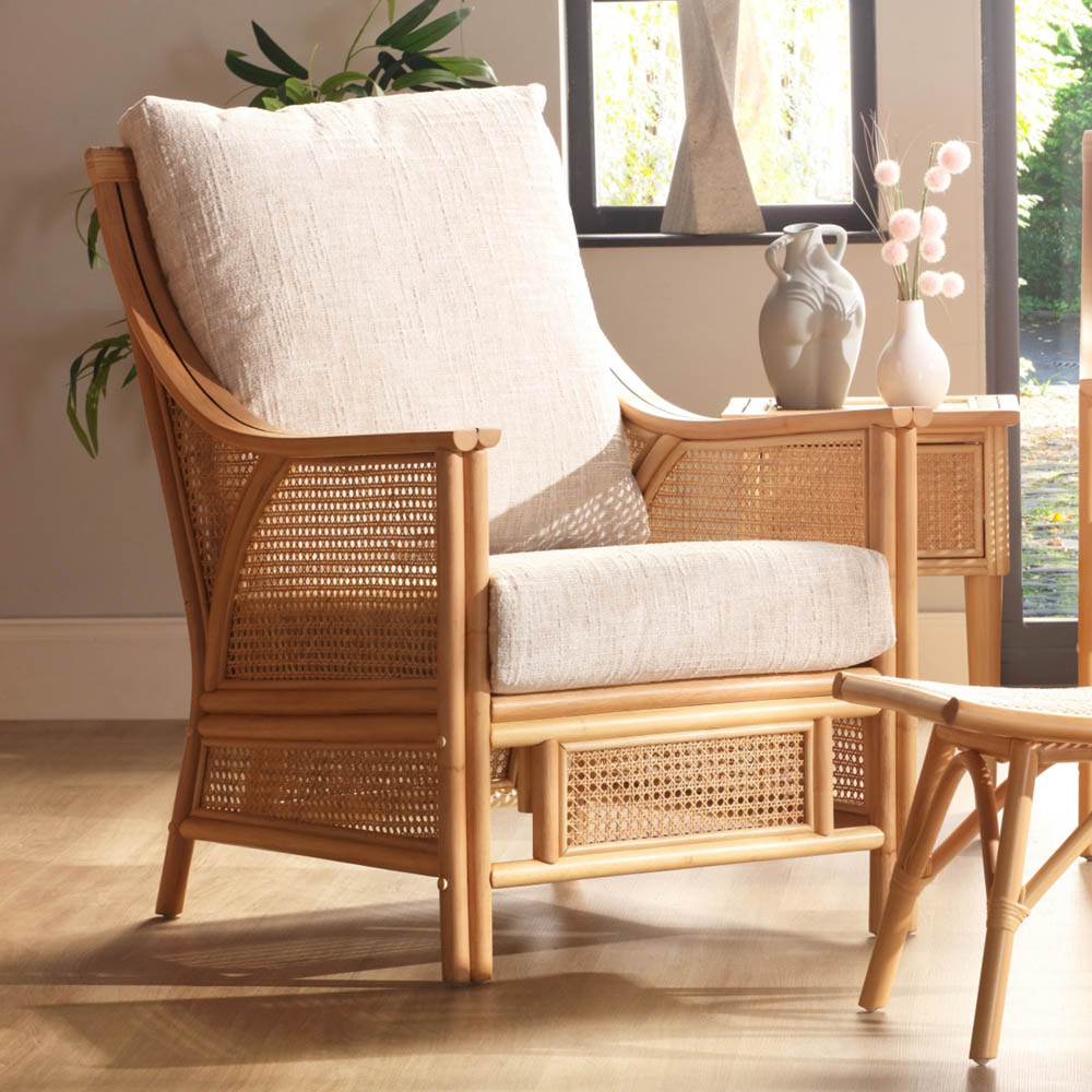 Desser Furniture Chester Natural Rattan Cotton Cream Chair Image 6