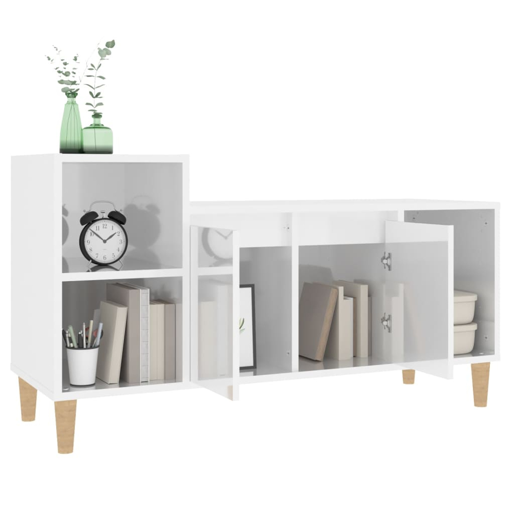 vidaXL 2 Door 3 Shelf High Gloss White TV Cabinet Image 4