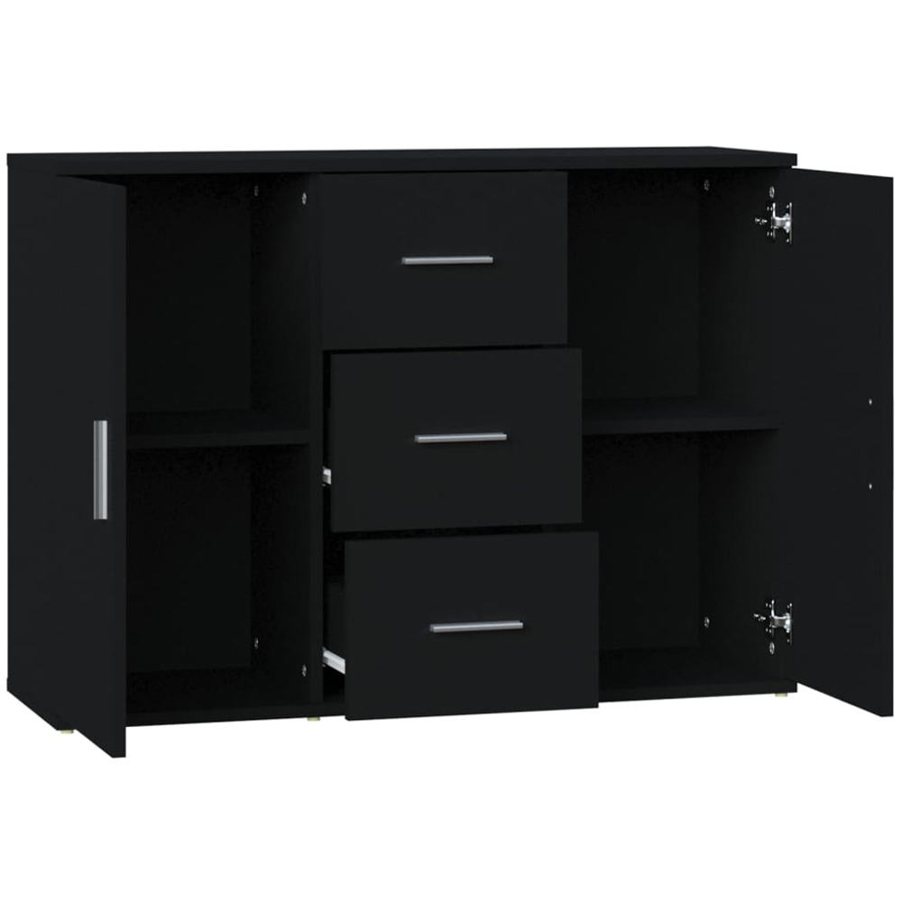 vidaXL 2 Door 3 Drawer Black Wooden Sideboard Image 5