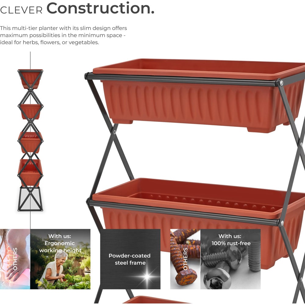 tectake 4 Tier Vertical Flower Box Image 3