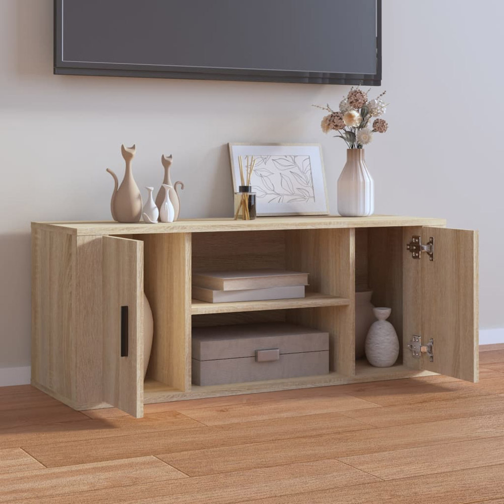 vidaXL 2 Door 2 Shelf Sonoma Oak TV Cabinet Image 3