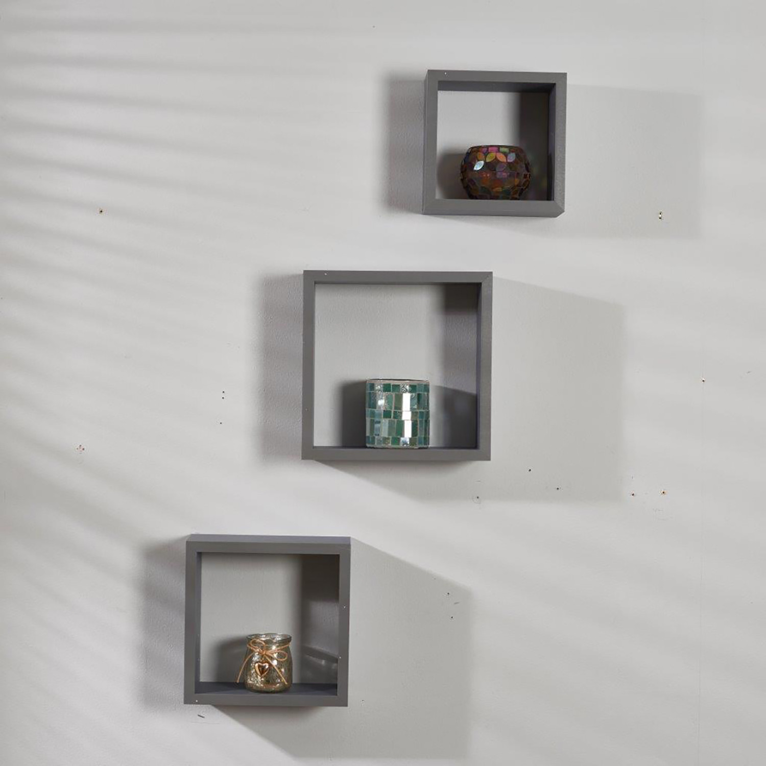 Matt Aluminium Cube Wall Floating Shelf 3 Pack Image 3