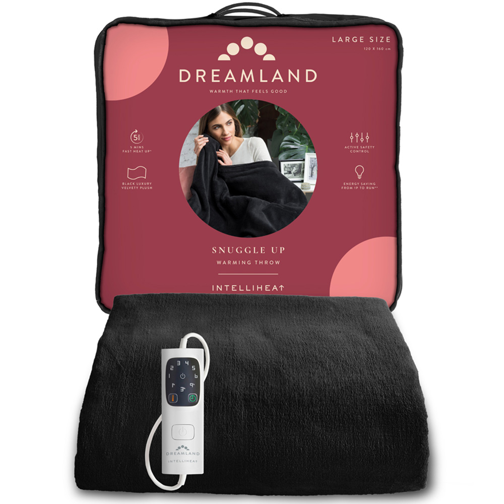 Dreamland Snuggle Up Black Velvet Heated Throw 120 x 160cm Image 2