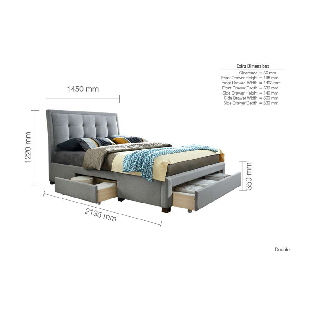 Shelby Double Grey Bed Frame Image 7