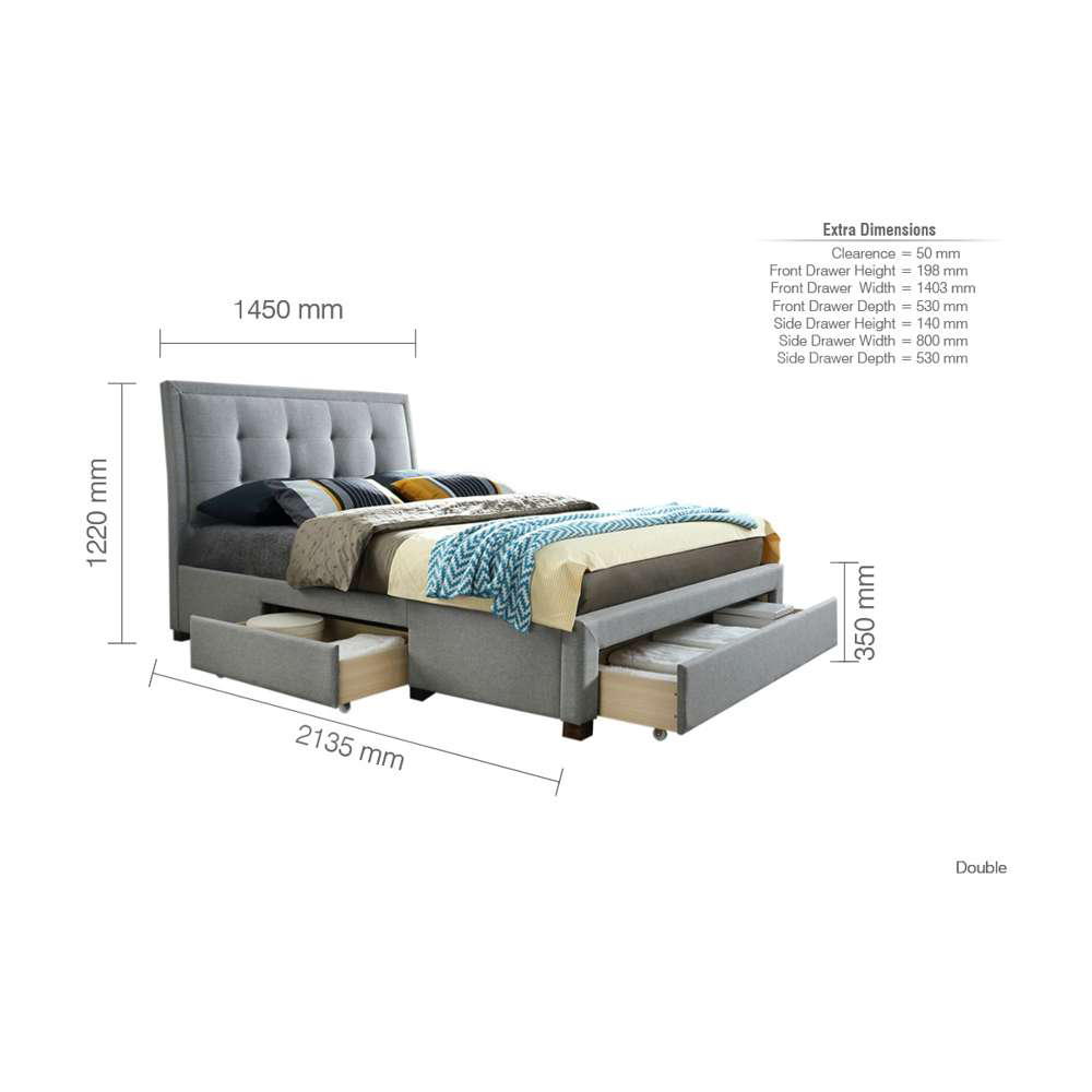Shelby Double Grey Bed Frame Image 7