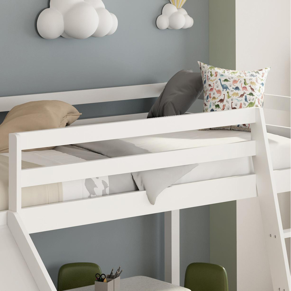 Portland White Wooden Mid Sleeper with Mattress Image 4