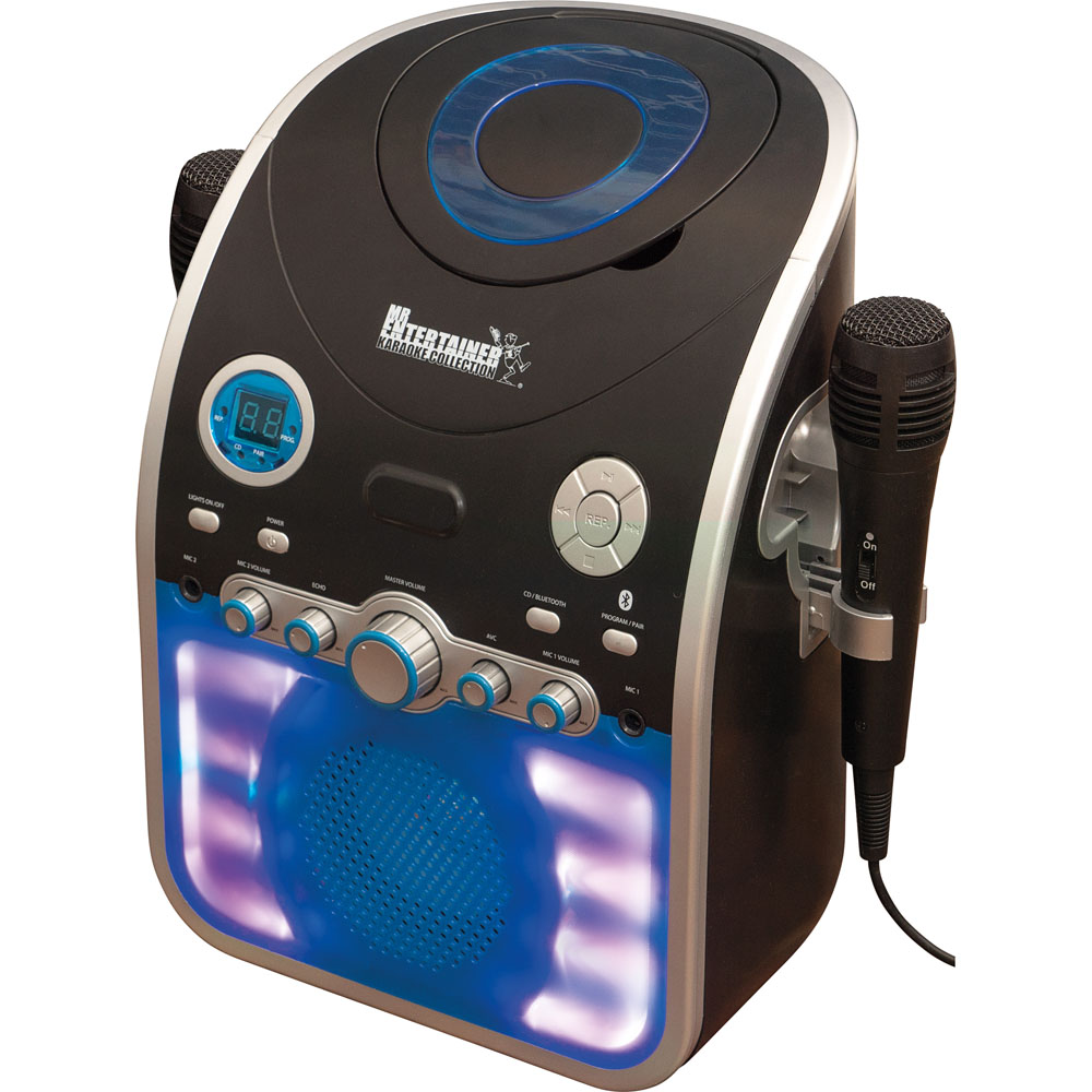 Mr Entertainer Black LED Lights CDG Karaoke Machine with Bluetooth Image 1