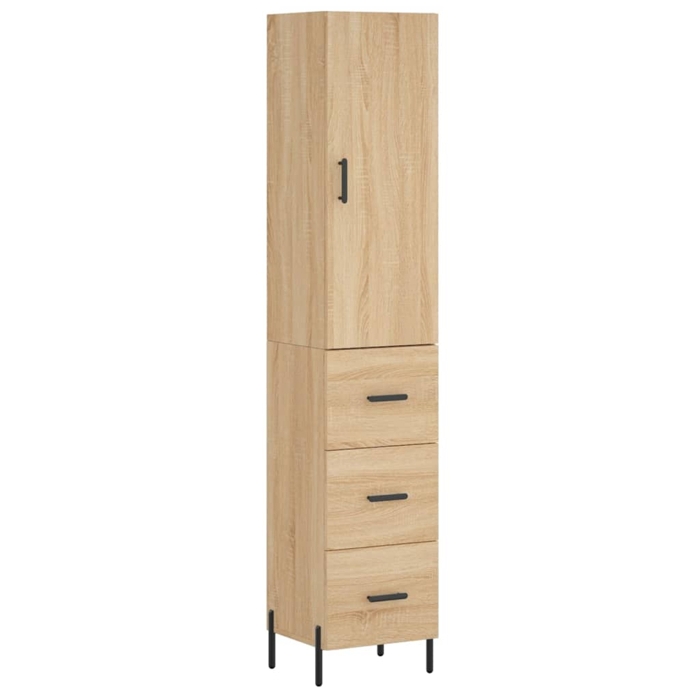 vidaXL Single Door 3 Drawer Sonoma Oak Highboard Image 2