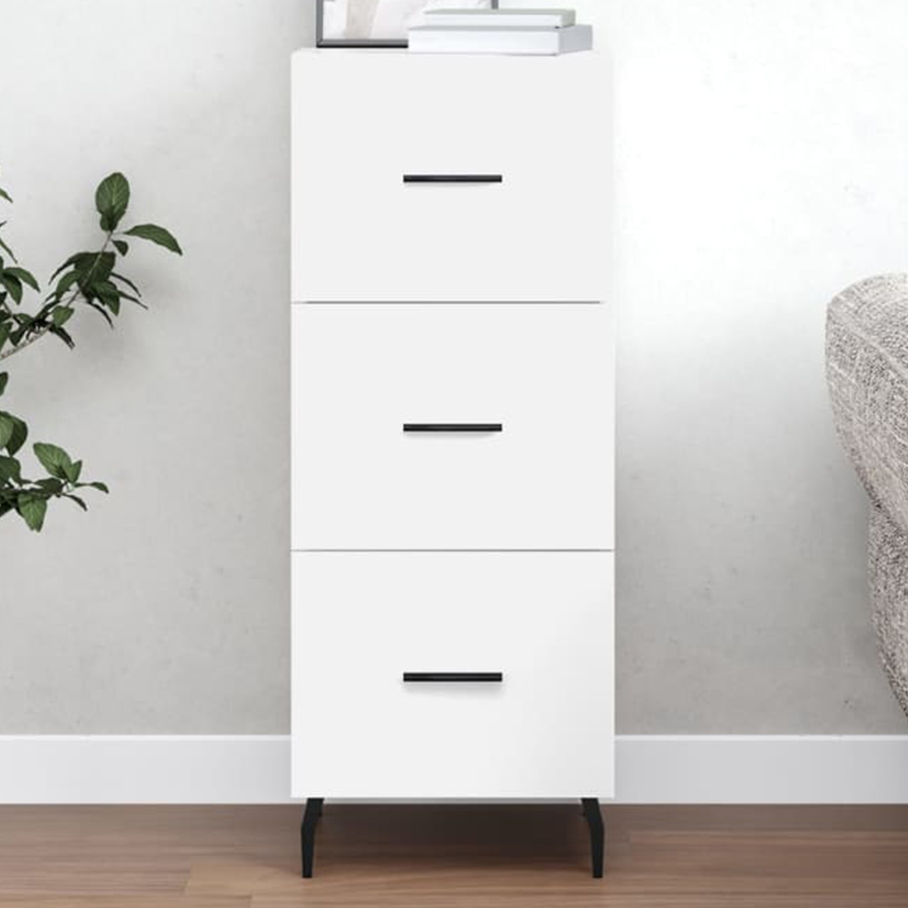 vidaXL 3 Drawer White Sideboard Image 1