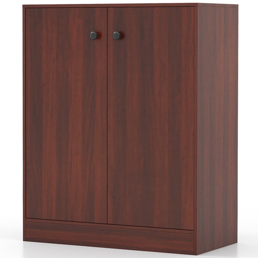 Costway 2 Door Brown Storage Cabinet Image 2