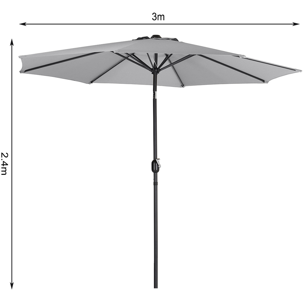 Living and Home Light Grey Round Crank Tilt Parasol with Plastic Fillable Base 3m Image 8