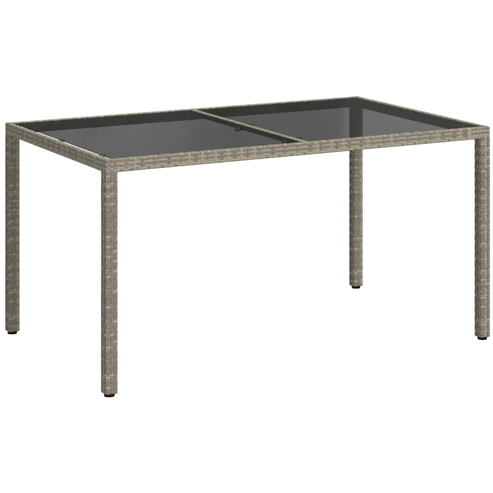Walplus 6 Seater Grey Poly Rattan Tempered Glass Steel Garden Table Image 2