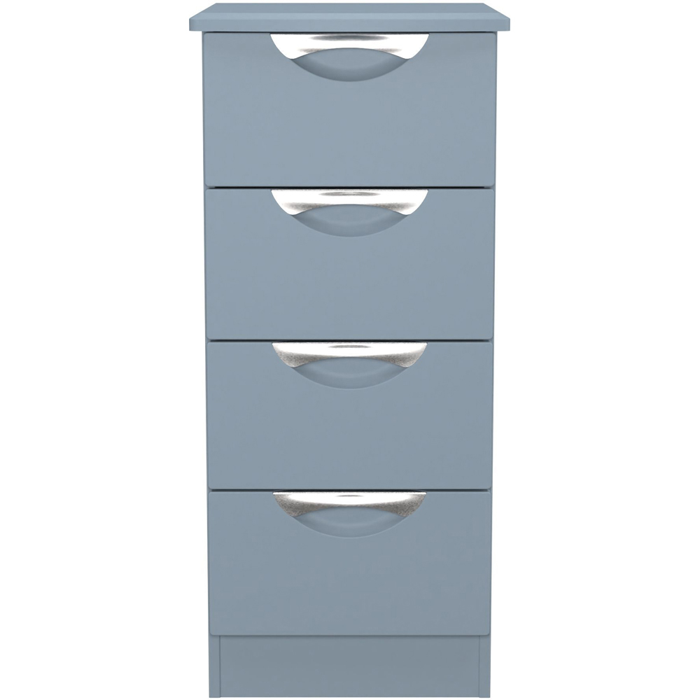 Crowndale Camden 4 Drawer Denim Blue Bedside Cabinet Ready Assembled Image 2