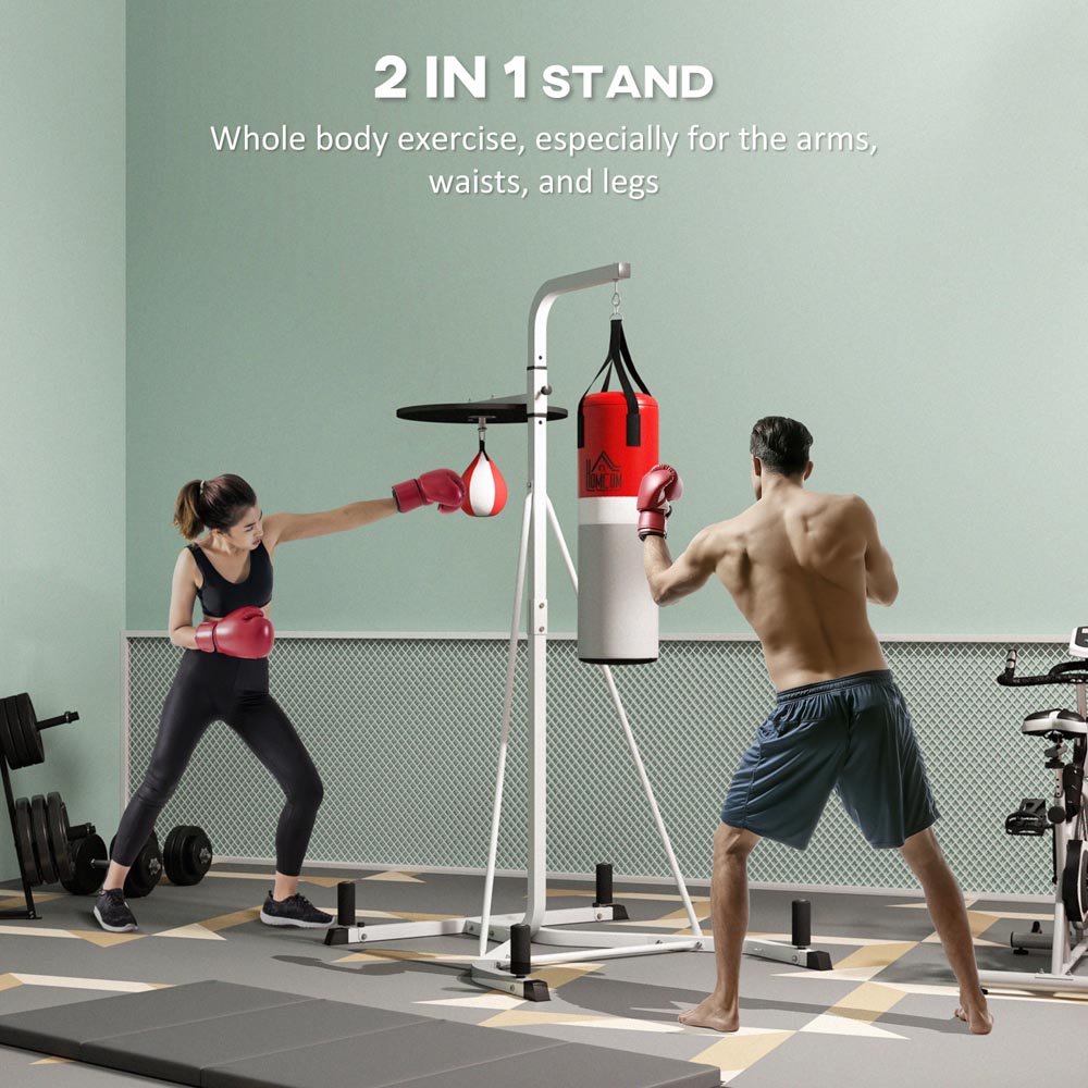 HOMCOM White Freestanding Punching Bag and Speed Ball Boxing Station Image 8