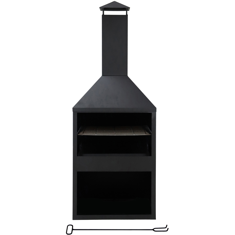 Charles Bentley Snug Rio Black Powder Coated Steel BBQ and Chimenea with Log Storage Image 3