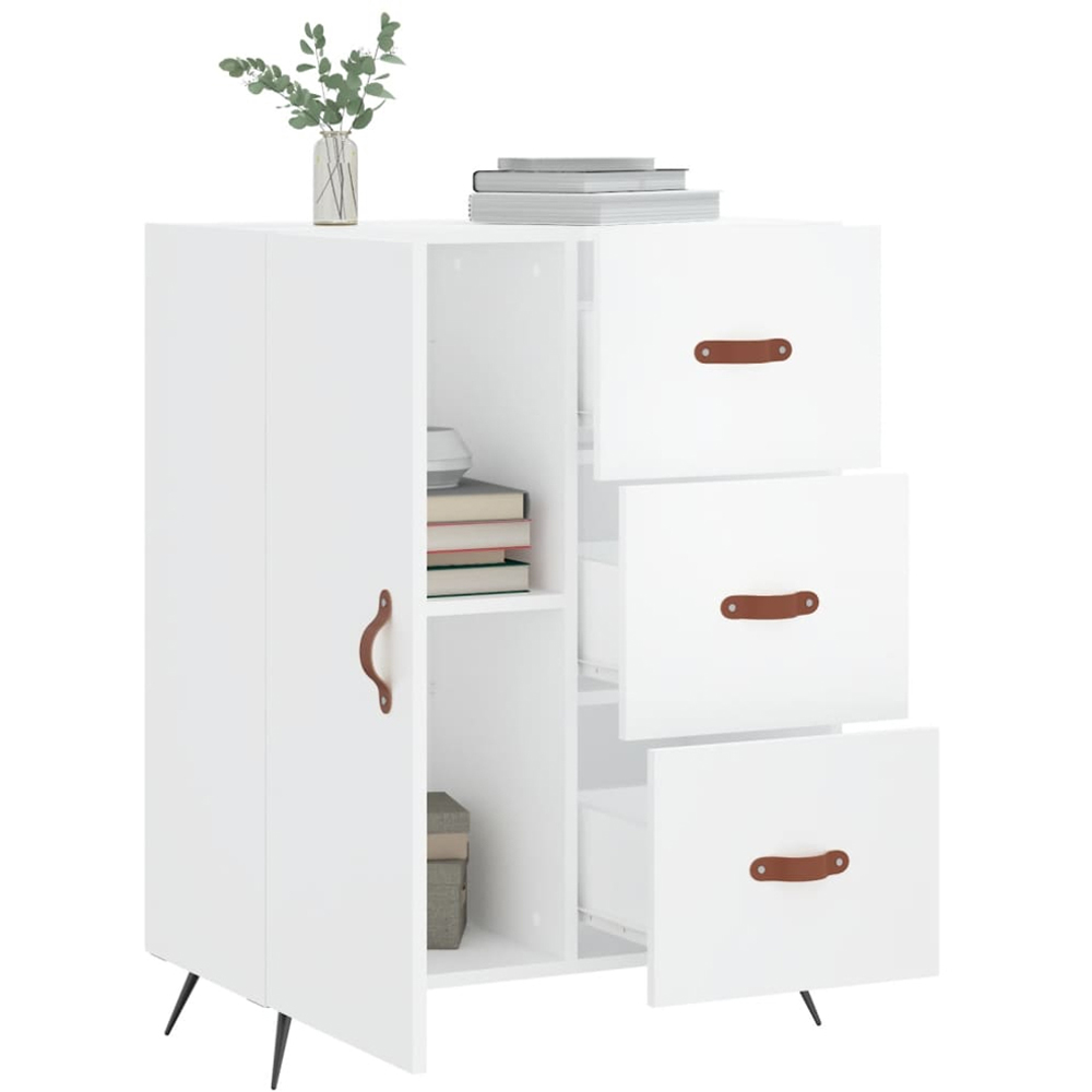 vidaXL Single Door 3 Drawer White Sideboard Image 4